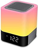Night Light Bluetooth Speaker,Alarm Bluetooth Speaker,Touch Sensor Bedside Dimmable Multicolour Changing Bedside, Best Gifts for 10 Year Old Girl,Teenage Girls Gifts Ideas