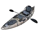 BKC UH-RA220 11.5 Foot Angler Sit On Top Fishing Kayak with Paddles and Upright Chair and Rudder System Included (Green CAMO)