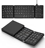 Erkovia Foldable Bluetooth Keyboard, Wireless Portable Keyboard with Numeric Keypad, Dual Modes Bluetooth/USB Wired Travel Keyboard for iOS/MacOS, Android, Windows Device(Not Full Size)