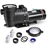 Oswerpon Pool Pump Above Ground/Inground, 2 HP 6800GPH Powerful Selfpriming Pool Pumps for 15,000-31,000 Gallons Pools, Dual Voltage Swimming Pool Pump with Strainer Basket & Drain Plug (2.0HP)