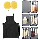 Blisstime Set of 42 Clay Sculpting Tool Wooden Handle Pottery Carving Tool Kit