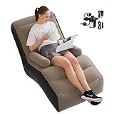 unhg Inflatable Deck Chair with Household air Pump, Lounger Sofa for Indoor Living Room Bedroom, Outdoor Travel Camping Picnic (Brown)