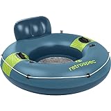 ﻿﻿Retrospec Weekender Float River Tube for Lakes, Rivers, and Pools ﻿with 2 Cup Holders, Built-in Backrest and Wrap Around Grab Rope for Easy Transport - Adriatic Blue - 48” Inflated - 53” Deflated﻿