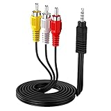Eanetf 3.5mm to RCA Camcorder Handycam AV Audio Video Output Cable, 1/8' TRRS to 3 RCA Male Plug AUX Cable Cord for TV,Smartphones,MP3, Tablets,Speakers,Home Theater - 5ft