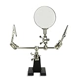 NEIKO 01902 Adjustable Helping Hand with Magnifying Glass, Soldering Station Stand with Dual Alligator Clips and a Heavy Base
