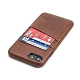 Dockem iPhone SE 3 (2022), SE 2 (2020) & iPhone 8/7 Wallet Card Case with Metal Plate for Magnetic Mounting & 2 Card Holder Slots (Exec M2, Brown)