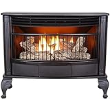 ProCom QNSD250T Vent Free Dual Fuel Stove, Freestanding Fireplace and Indoor Space Heater, Use with Natural Gas or Liquid Propane, Thermostat Control, Heats up to 1,100 Square Feet, 25,000 BTU