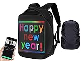 Welaso Smart Bluetooth LED Backpack with Colorful LED Sign Panel and Programmable, DIY Laptop Daypack Bag,Black (Medium 21L,with Rain Cover)