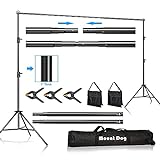 MOUNTDOG Photo Studio Backdrop Support System, 10FT Adjustable Photography Background Stand Kit with Backdrop Clamps, 2 Sandbags, and Carrying Bag for Portrait & Studio Photography