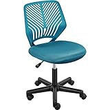 Yaheetech Students Cute Desk Chair Low-Back Armless Study Chair w/Lumbar Support Adjustable Swivel Chair in Home Bedroom School for Teens Boys Girls Youth, Turquoise