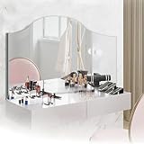 Houseables 3 Way Mirror, Trifold Mirrors, Three-Way Frameless Vanity, 41' x 24', 360 View, Tri Fold, Triple Sided, 3way, Table Top, Standing, Foldable, for Makeup, Dresser, Desk, Bathroom, Bedroom