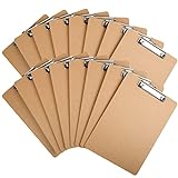 Happyhapi 16 Pack Clipboards Letter Size 9' x 12.5' Eco-Friendly Wood Clip Boards Hardboard for A4 Paper Low Profile Clip for Office, School, Classroom Supplies, Hospital, Traveling, Party, Brown