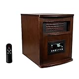 LifeSmart LifePro 1500 Watt Portable Electric Infrared Quartz Space Heater with 6 Heating Elements, Wheels, and Remote for Indoor Use, Brown Oak Wood