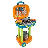BBQ Grill Toy Set - Interactive Play Kitchen Set with Lights and Sounds, Wheels, Toy Food, and Cooking Accessories by Hey! Play!, Multicolor, (80-PP-TK081711) 10.25 x 12.5 x 27 inches