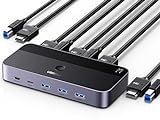 UGREEN USB 3.0 KVM Switch HDMI with 3 USB + 1 Type-C Ports USB Switch 2 Port 4K@60Hz for 2 Computers Sharing Keyboard Mouse USB C Hard Drives, Printer with 2 USB Cables, 2 HDMI Cables and Controller