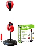 TOCO FREIDO Speed Punching Bag Boxing Reflex Ball for Kids, Adjustable Punching Bag Set with Stand, Boxing Gloves, Pump , Great for Great Exercise & Fun Activity for Kids