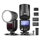 NEEWER Z1-S TTL Round Head Speedlite Flash Kit for Sony Camera, 76Ws 2.4G 1/8000s HSS Speedlight with Modeling Lamp, Two 2600mAh Lithium Batteries and USB Charger, 480 Full Power Shots, 1.5s Recycling