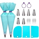 Piping Bags and Tips Set, Cake Decorating Supplies for Baking with Reusable Pastry Bags and Tips, Standard Converters, Silicone Rings, Cake Decorating Tools for Cookie Icing, Cake, Cupcake