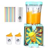 Party Ice Slushie Machine for Home with 10 Cups & Spoon straws, Countertop Slushie Maker Frozen Drink Machine for Kitchen, Turn Any Sugary Drinks into Slushie, Aqua