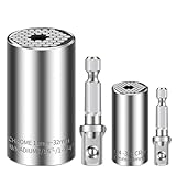 Super Universal Socket (11-32mm 7-19mm) Tool Gifts For Men Wrench Set Professional Sockets Tools Multi-function Wrench Repair Kit with Power Drill & Ratchet Wrench Adapter Chrome Vanadium Steel (4PCS)