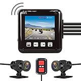 VSYSTO WiFi Motorcycle Dash Cam, 2 Inch Screen All Waterproof HD 1080P WDR SONY307 150° Wide Angle Fisheye Lens Front and Rear Camera, Night Vision, G-Sensor Loop Recording (Black-2Inch)