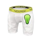 Youper Boys Youth Padded Sliding Shorts with Soft Protective Athletic Cup for Baseball, Football, Lacrosse (White, Small)