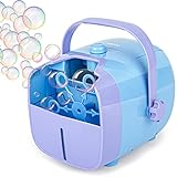 KINDIARY Bubble Machine, Automatic Bubble Blower, Portable Bubble Maker for Kids Toddlers with 5000+ Bubbles/min, 2 Speeds, 12.8oz Capacity, Powered by Plug-in or Batteries for Indoor Outdoor Parties