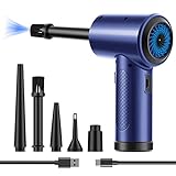Electric Air Duster, Fulljion 3-Gear to 51000RPM Compressed Air Duster with LED Light, Cordless Air Blower for Computer Keyboard Car Cleaning 6000mAhRechargeable 10W Fast Charging Air Can Duster(Blue)