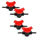 DGZZI Barbed Ball Valve 4PCS 1/4-Inch ID in-Line Ball Valves Shut-Off Switch Hose Barb Connectors for Drip Irrigation and Aquariums