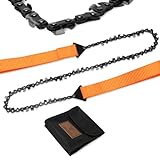 Loggers Art Gens 24'-31'Two-sided Teeth Pocket Chain Saw & FREE Fire Starter,3X Faster with Cutting Blade ON Every Link,Best Compact Folding Hand Saw Tool for Survival Gear,Camping,Hunting
