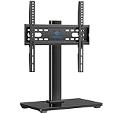 PERLESMITH Universal TV Stand - Table Top TV Stand for 32-60 inch LCD LED TVs - Height Adjustable TV Base Stand with Tempered Glass Base & Wire Management, VESA 400x400mm PSTVS04