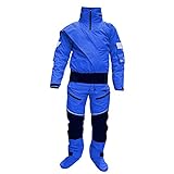 Big Man Dry Suit for kayak in Cold Water Water Rescue Suit with Detachable Hood for Whitewater Canyoneering Kayaking Exploring (Blue, 4X-Large)