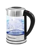Elite Platinum EKT-1789D Electric Programmable Cordless Glass Kettle w/5 Temperatures Tea and Coffee, Bpa-Free, Water Sterilizer, Auto Shut-Off and Keep Warm Function, 1.7L (7.2 Cups), Stainless Steel