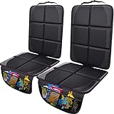 Gimars 2 Packs XL 5-Layer EPE Padding Car Seat Protector for Child Car Seat, Waterproof 600D Fabric Car Seat Protector with Nonslip Backing,Storage Pockets for SUV, Sedan, Truck, Leather Seats