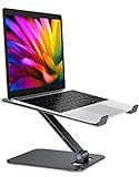RIWUCT Foldable Laptop Stand, Height Adjustable Ergonomic Computer Stand for Desk, Aluminum Portable Laptop Riser Holder Mount Compatible with MacBook Pro Air, All Notebooks 10-16' (Black)