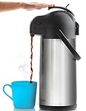 Coffee Carafe with Pump - 101oz / 3L Airpot 12 Hours Large Carafe Hot Cocoa Dispenser for Parties-Hot Water Dispenser, Tea Flask-Insulated Stainless Steel Hot Beverage Dispenser-Thermal Carafe Air Pot