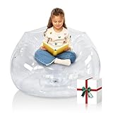 Nevife Inflatable Sofa Chair, Lounge Couch, Portable Bean Bag for Camping Trip, Movie Night,Party,Kids Room,Game Room,Living Room (Transparent)