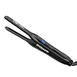 DSHOW 3/10 inch Small Flat Iron, Pencil Flat Iron for Short Hair, Pixie Cut and Bangs, Ceramic Tourmaline Mini Hair Straightener Dual Voltage with Adjustable Temperature, Auto Shut Off(Black)