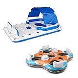 Bestway CoolerZ Tropical Breeze 6 Person Floating Island Pool Lake Raft Lounge and Rapid Rider 101' 4-Person Inflatable Island Lounge River Raft Float