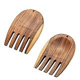 Muso Wood Acacia Salad Hands, Wooden Salad Tongs for Serving Salad Mixes, Set for Serving Salad Fruit on Your Kitchen Counter, 5.12' x 3.62' x 0.39', One Pair