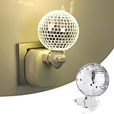 Rossesay Disco Ball Night Light Plug in Wall LED Lamp Silver Disco Nightlight Reflective Mirror Disco Ball Lights for Adults Kids Bedroom, Bathroom, Toilet, Stairs, Kitchen Corridor