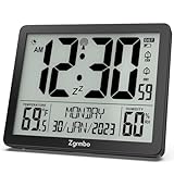 Zgrmbo Night Light Atomic Clock, Battery Operated Digital Clock, Alarm Clock for Bedrooms, Desk Clock with Indoor Temp, Humidity, Date, Accurate Atomic Clock(7 Time Zone) for Bedroom, Travel