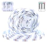 2PACK LED Strip Lights Battery Operated,9.8FT 90 LED Strip Lights with Remote Controller Timer Dimmable,Self-Adhesive Waterproof Flexible Light Strip for Bedroom Room Outdoor Table Kitchen Decor