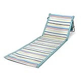 PICNIC TIME Beachcomber Portable Beach Mat - Soft Beach Lounger - Backpack Beach Chair & Tote, (St. Tropez Collection - Sky Blue with Multi Stripe Pattern)