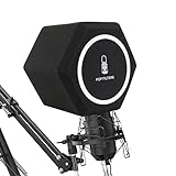 penypeal Microphone Wind Shield Pop Filter Isolation Ball, Acoustic for Record Studios Mic, Sound-Absorbing Foam Five-sided Seal Design to Effectively Reduces Noise and Reflections, black