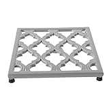 Square Cast Iron Trivet Gray Metal Trivets for Kitchen Dining, Hot Pot Holder Hot Pads for Table & Countertop - Heat Resistant Teapot Trivets