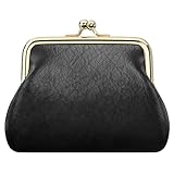 Coin Purse, Small PU Leather Change Purse, Coin Purse Wallet with Clasp, Car Coin Holder Pouch for Woman Men Kids Girls (Black)