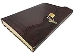 vintage crafts Leather Large Journal Handmade Diary | Antique Blank Book | 10' Vintage Style Brown Notebook | Daily Planner With Lock and Key gift for men & Women
