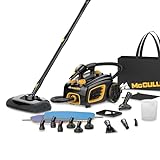 McCulloch MC1375 Canister Steam Cleaner with 20 Accessories, Extra-Long Power Cord, Chemical-Free Cleaning for Most Floors, Counters, Appliances, Windows, Autos, and More, 1-(Pack), Black
