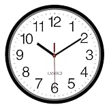 LAMIKO Non-Ticking Wall Clocks 10 Inch Silent Battery Operated Classic Quartz Decro Clock Easy to Read for Room/Home/Kitchen/Bedroom/Office/School, Black